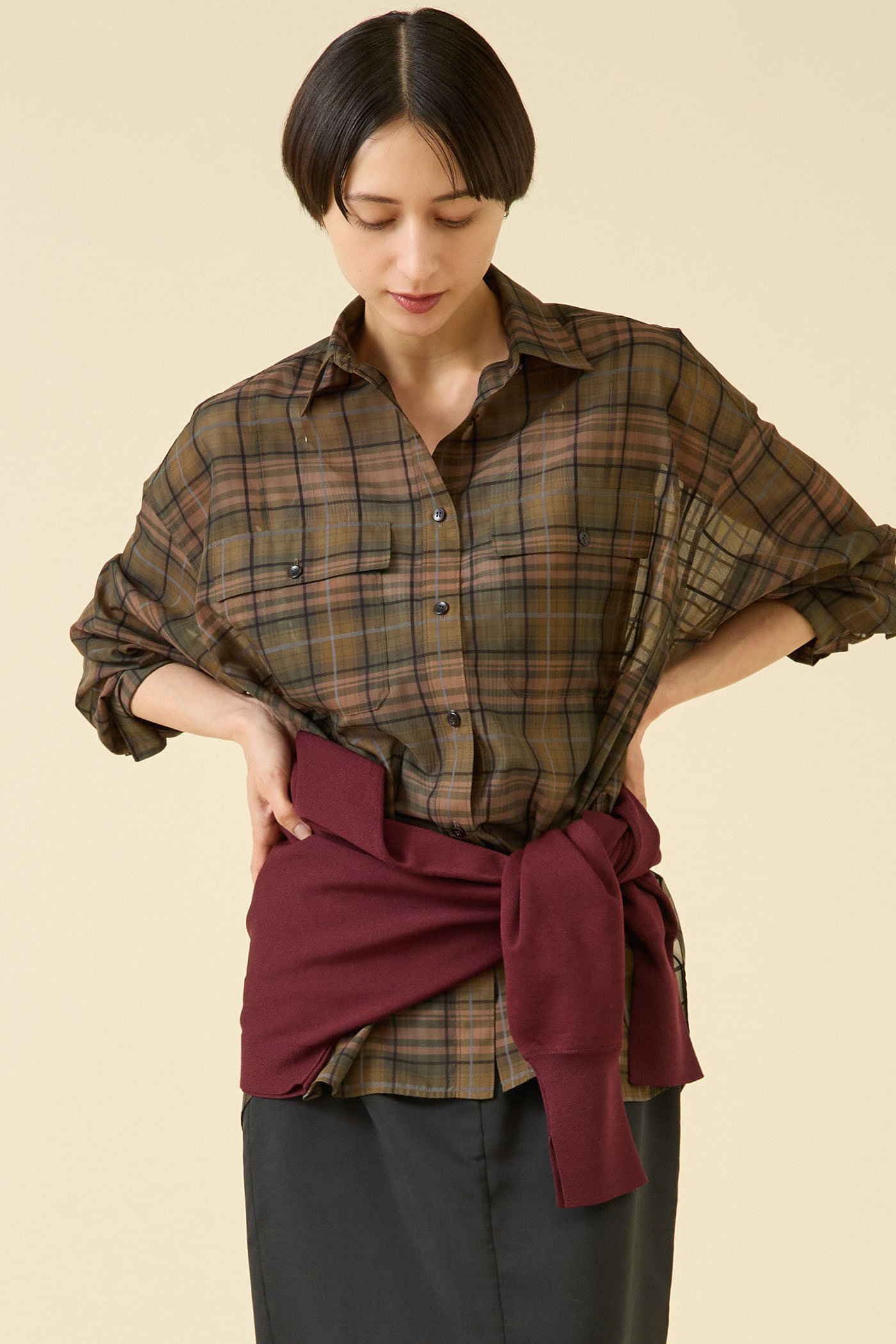 martinique シアーシャツ(セットアップ可) (チェック, F) マルティニーク ELLE SHOP martinique シアーシャツ(セットアップ可) (チェック, F) マルティニーク ELLE SHOP