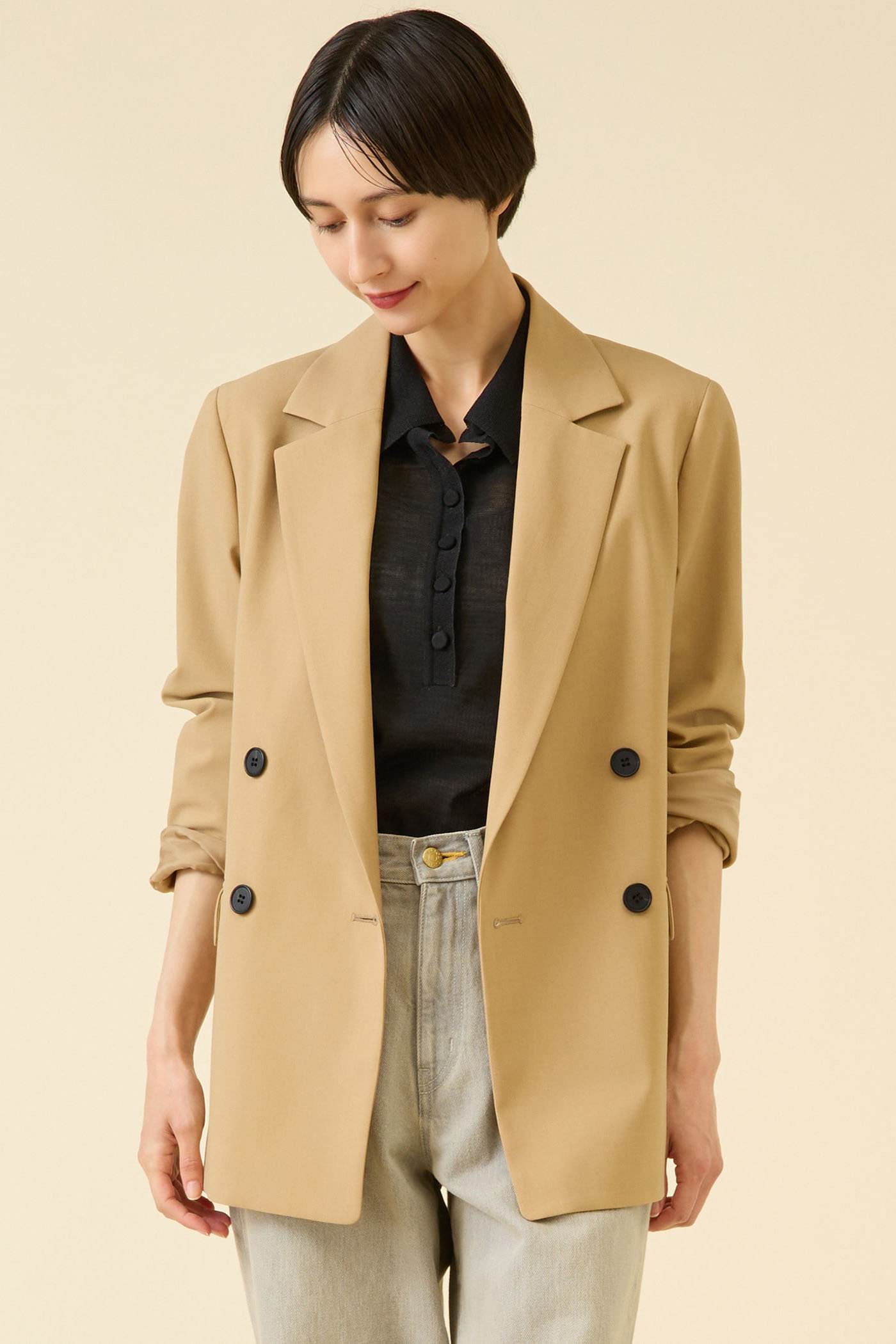 martinique TW2WAYストレッチジャケット(セットアップ可) (ベージュ, F) マルティニーク ELLE SHOP martinique TW2WAYストレッチジャケット(セットアップ可) (ベージュ, F) マルティニーク ELLE SHOP