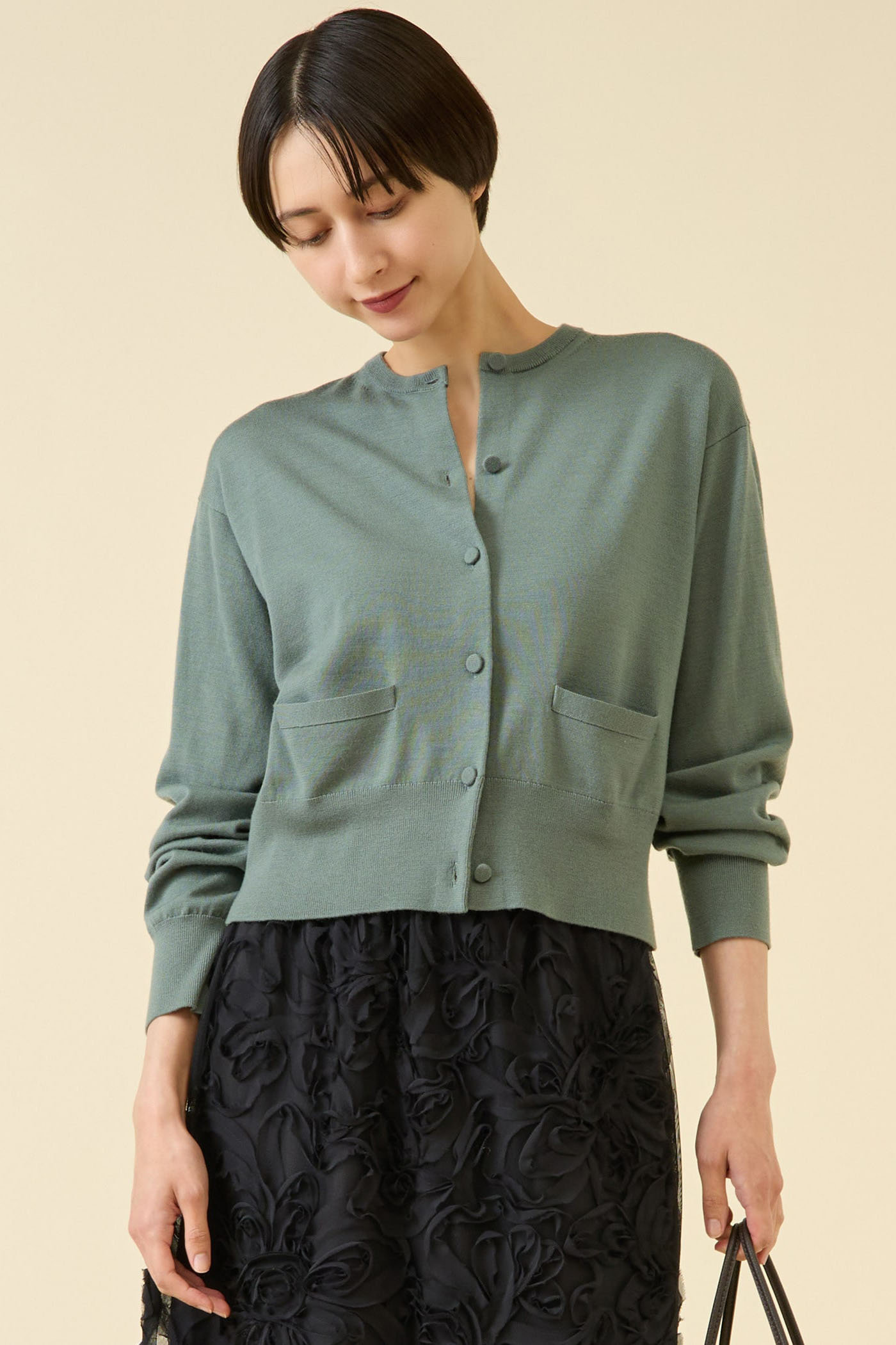 martinique 《定番》ESSENTIALカーディガン(アンサンブル可) (グリーン, F) マルティニーク ELLE SHOP martinique 《定番》ESSENTIALカーディガン(アンサンブル可) (グリーン, F) マルティニーク ELLE SHOP