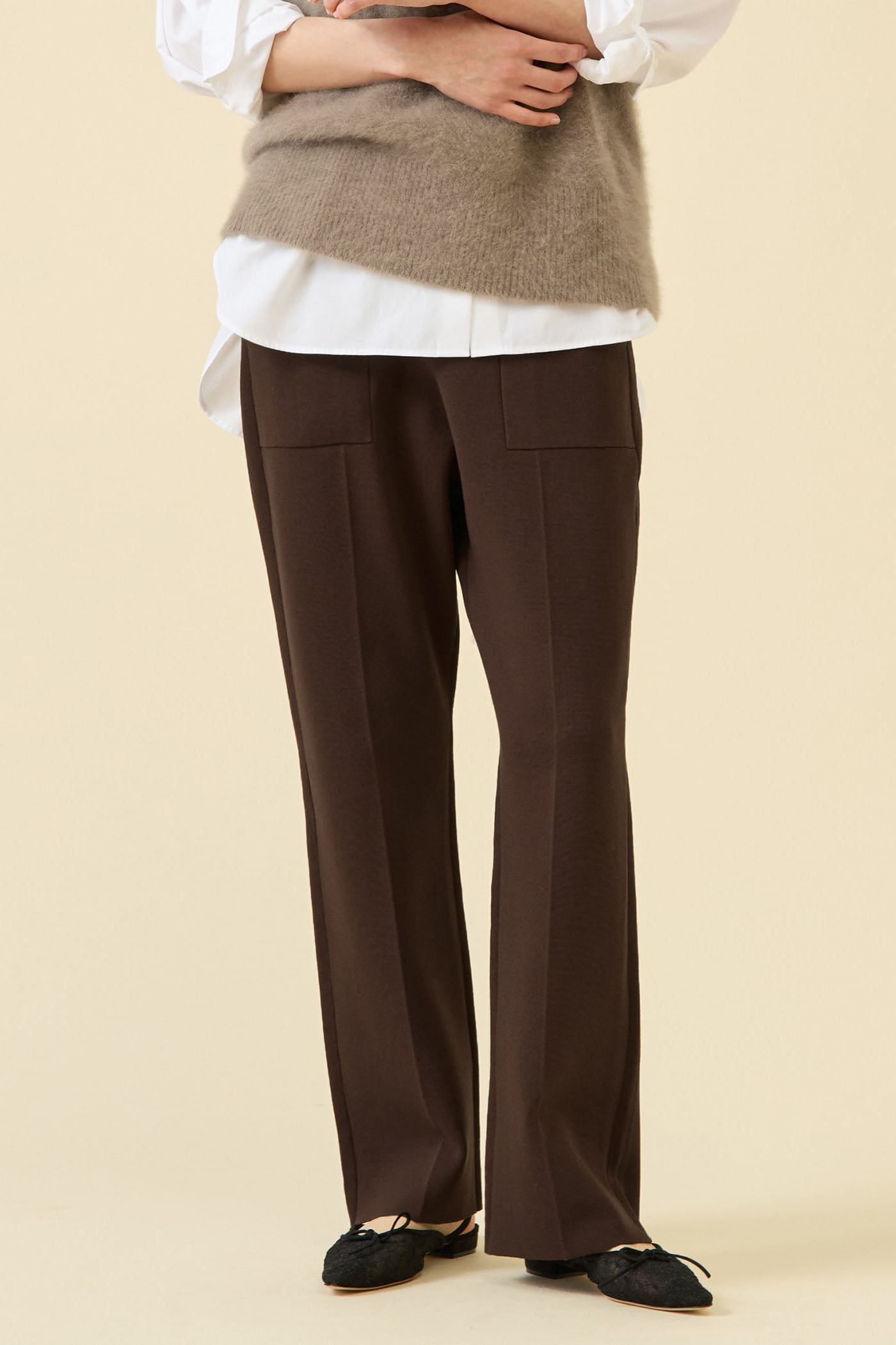 martinique ストレッチウールニットパンツ(セットアップ可) (ブラウン, F) マルティニーク ELLE SHOP martinique ストレッチウールニットパンツ(セットアップ可) (ブラウン, F) マルティニーク ELLE SHOP