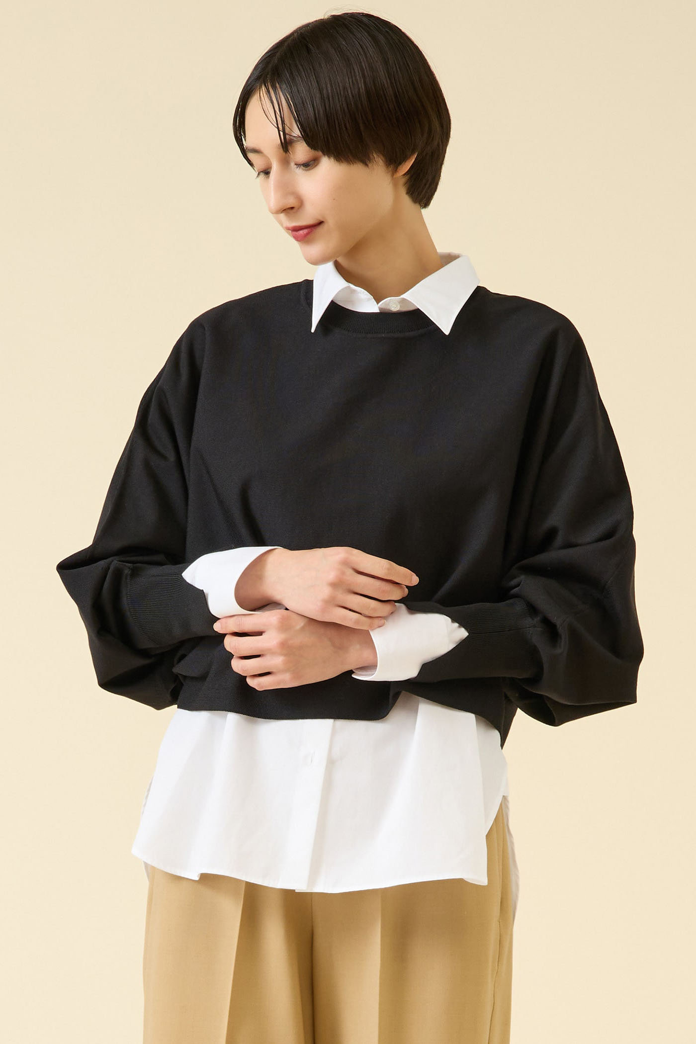 martinique ウールエステルドルマンプルオーバー (ブラック, F) マルティニーク ELLE SHOP martinique ウールエステルドルマンプルオーバー (ブラック, F) マルティニーク ELLE SHOP