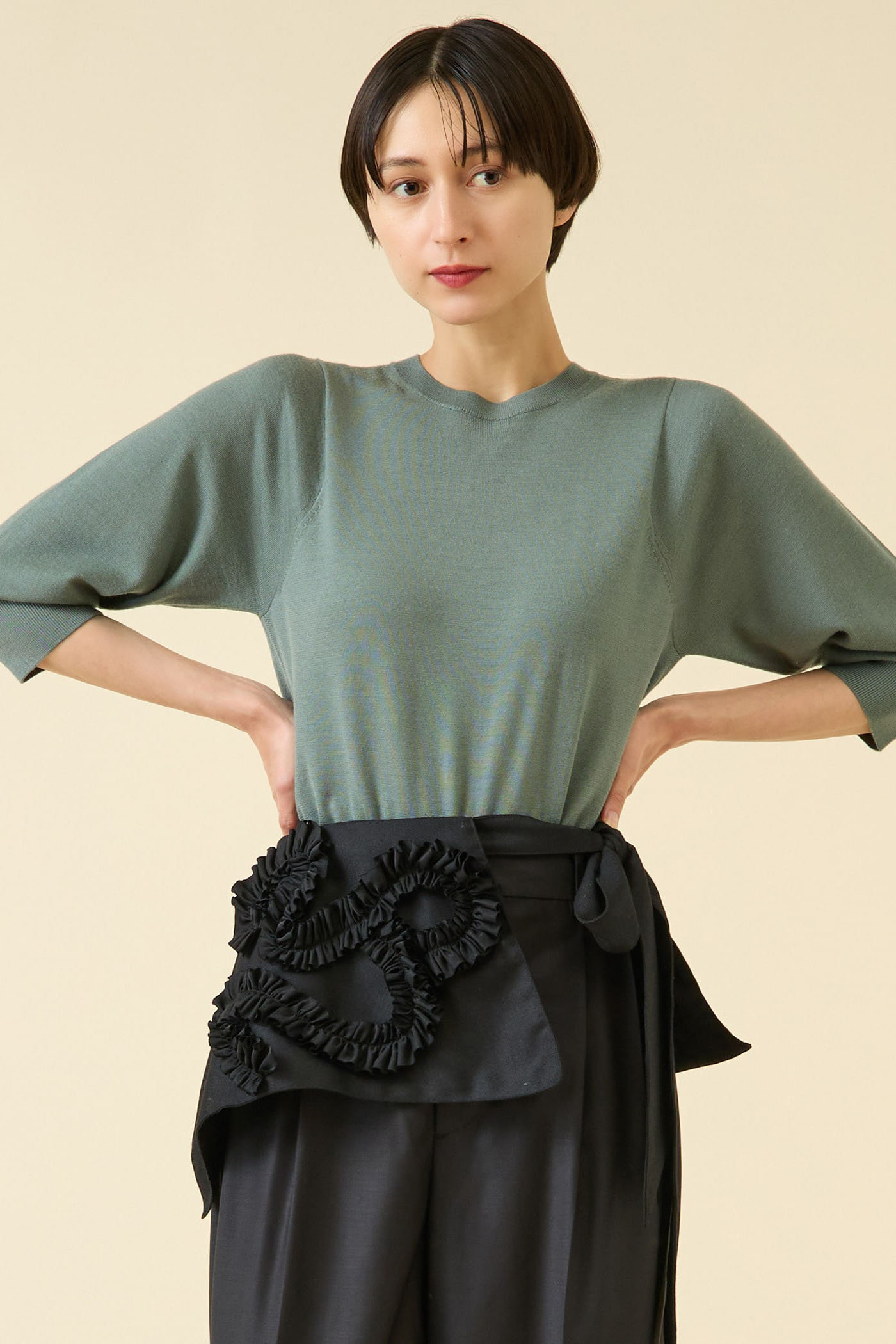 martinique 《定番》ESSENTIALプルオーバー(アンサンブル可) (グリーン, F) マルティニーク ELLE SHOP martinique 《定番》ESSENTIALプルオーバー(アンサンブル可) (グリーン, F) マルティニーク ELLE SHOP
