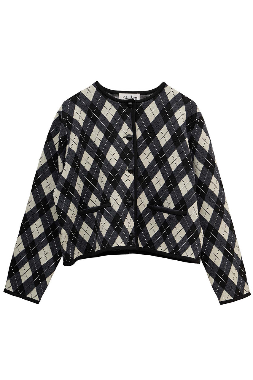 martinique 【l'heritage martinique】アーガイルジャケットカーディガン (グレー, F) マルティニーク ELLE SHOP martinique 【l'heritage martinique】アーガイルジャケットカーディガン (グレー, F) マルティニーク ELLE SHOP