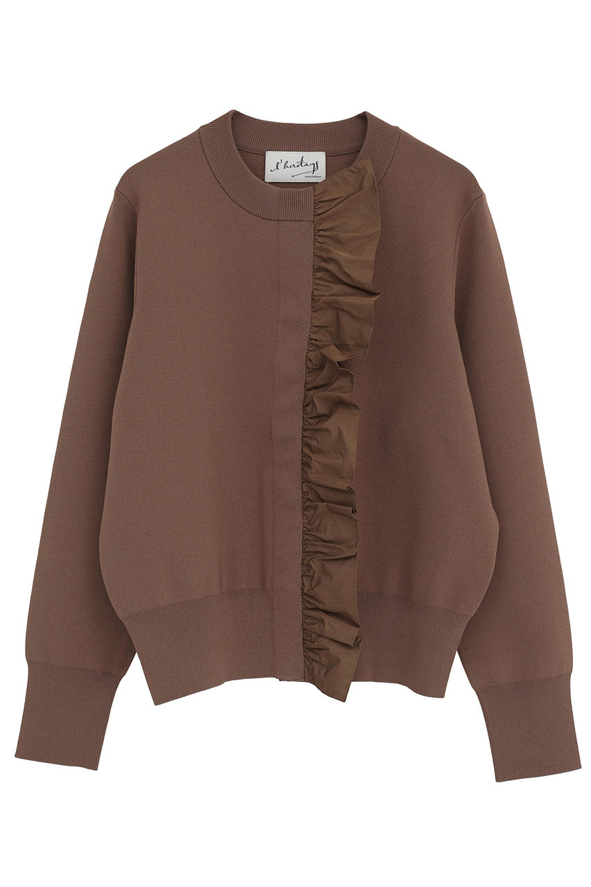 martinique 【l'heritage martinique】タフタフリルカーディガン (キャメル, F) マルティニーク ELLE SHOP martinique 【l'heritage martinique】タフタフリルカーディガン (キャメル, F) マルティニーク ELLE SHOP