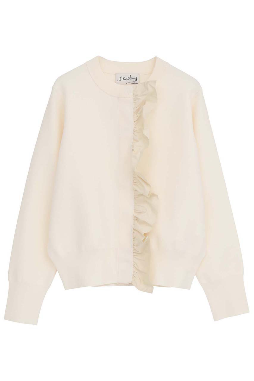 martinique 【l'heritage martinique】タフタフリルカーディガン (アイボリー, F) マルティニーク ELLE SHOP martinique 【l'heritage martinique】タフタフリルカーディガン (アイボリー, F) マルティニーク ELLE SHOP
