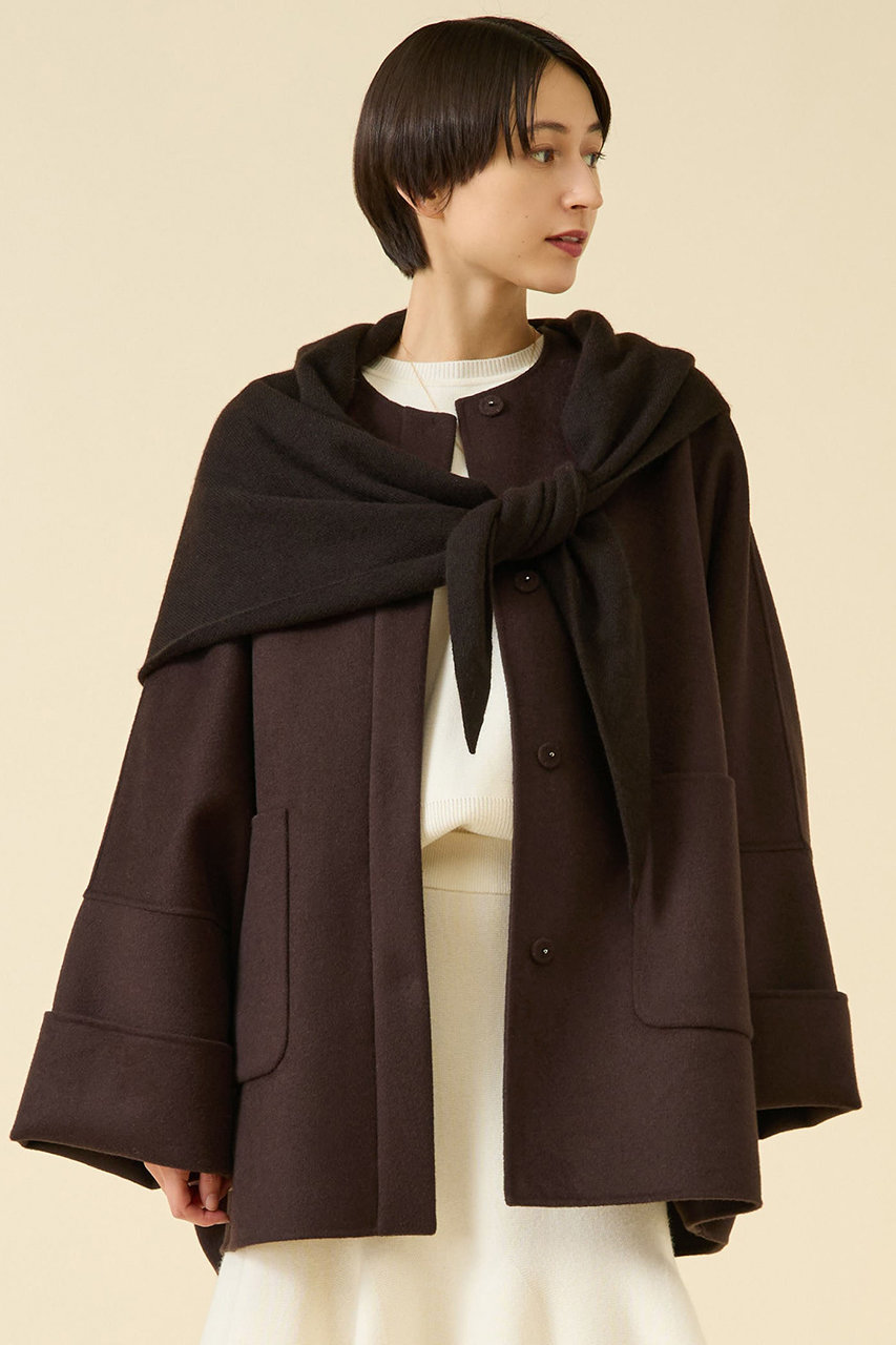 martinique(マルティニーク)｜ウールリバーノーカラーコート/ブラウン