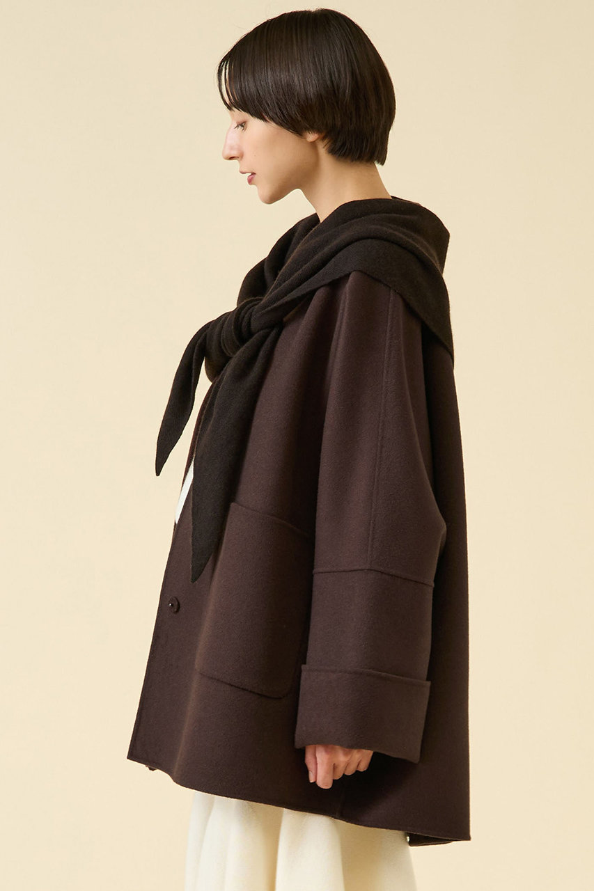 martinique(マルティニーク)｜ウールリバーノーカラーコート/ブラウン