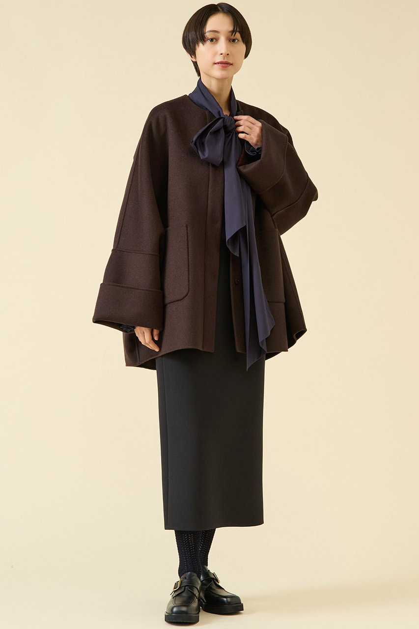 martinique(マルティニーク)｜ウールリバーノーカラーコート/ブラウン
