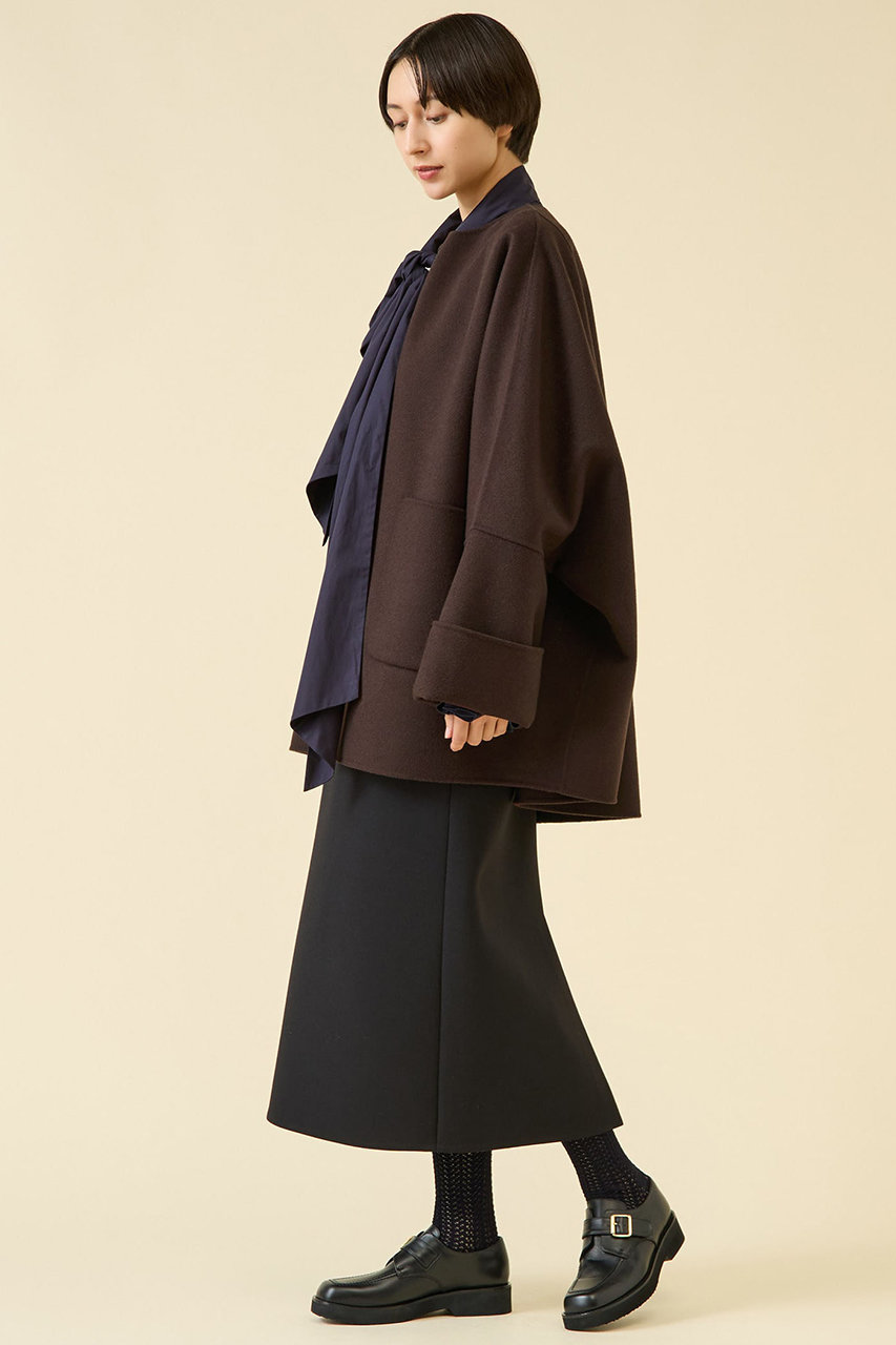 martinique(マルティニーク)｜ウールリバーノーカラーコート/ブラウン