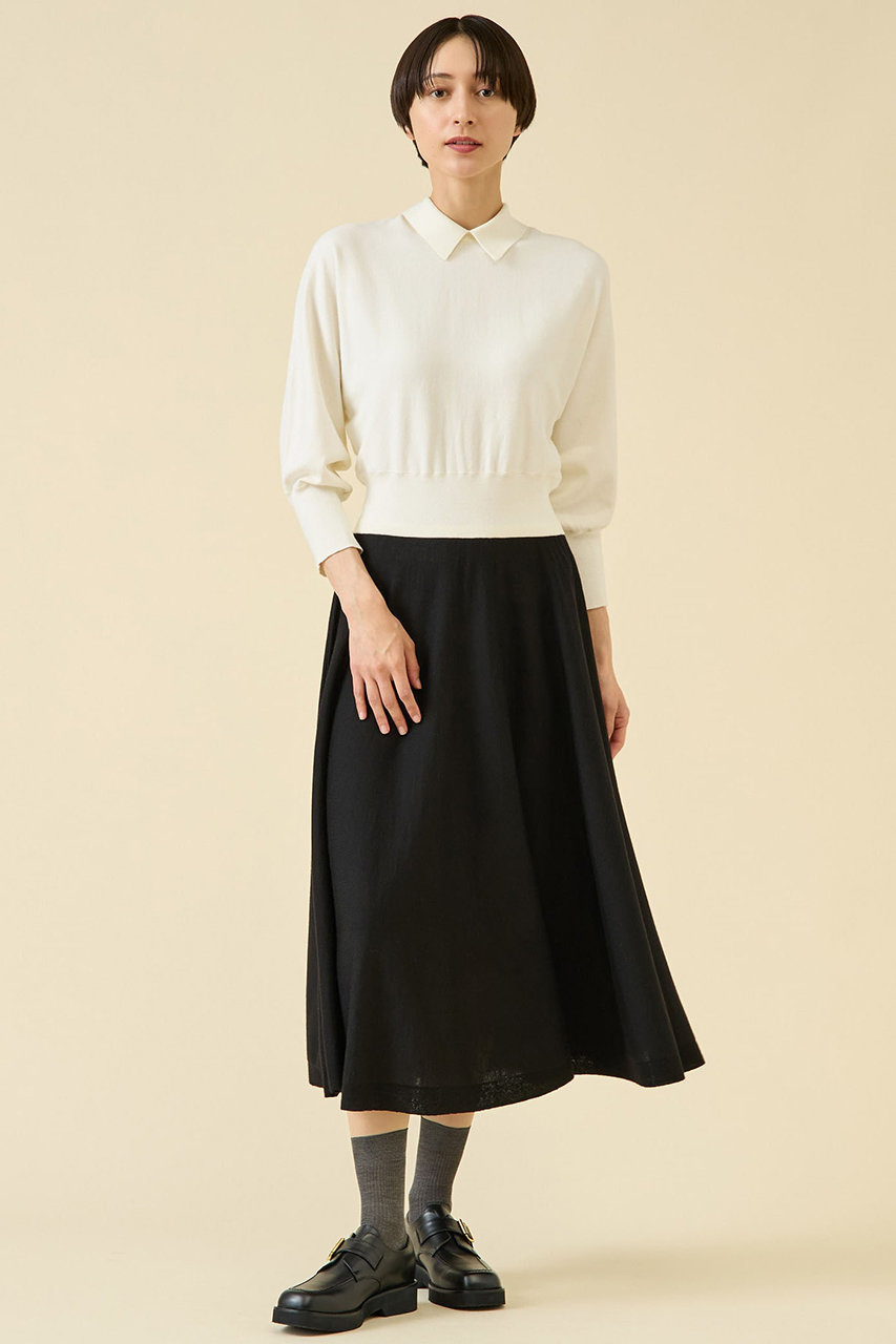 martinique 衿ドルマンニットワンピース (オフ×ブラック, F) マルティニーク ELLE SHOP martinique 衿ドルマンニットワンピース (オフ×ブラック, F) マルティニーク ELLE SHOP