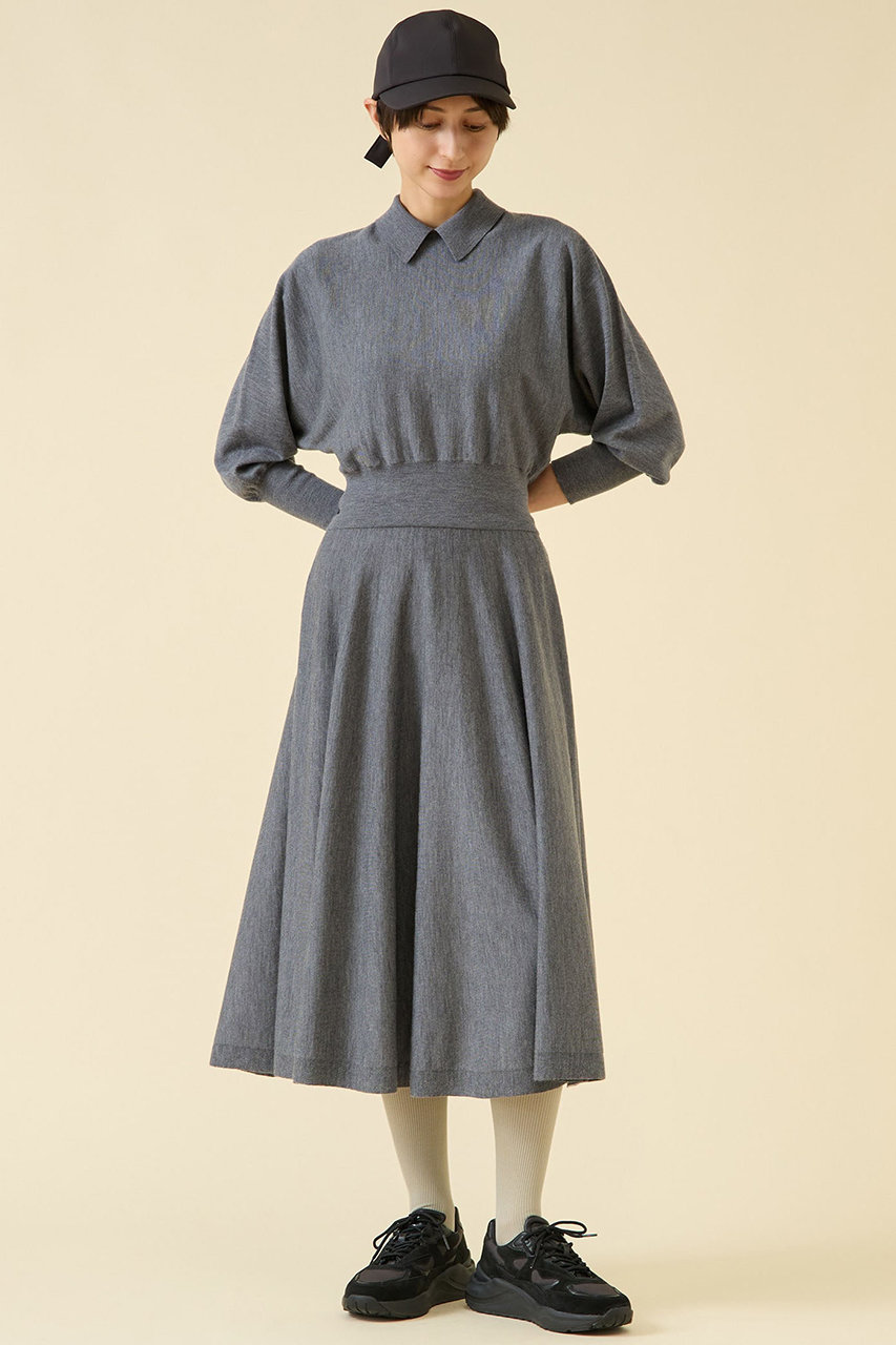 martinique 衿ドルマンニットワンピース (グレー, F) マルティニーク ELLE SHOP martinique 衿ドルマンニットワンピース (グレー, F) マルティニーク ELLE SHOP