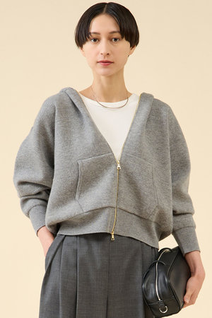 ELLE♡ブルゾン【M】フーディ♡パーカー♡ウール♡フルジップ♡ウールコート コートの通販｜ELLE SHOP (エル・ショップ)/WOMEN(レディース)