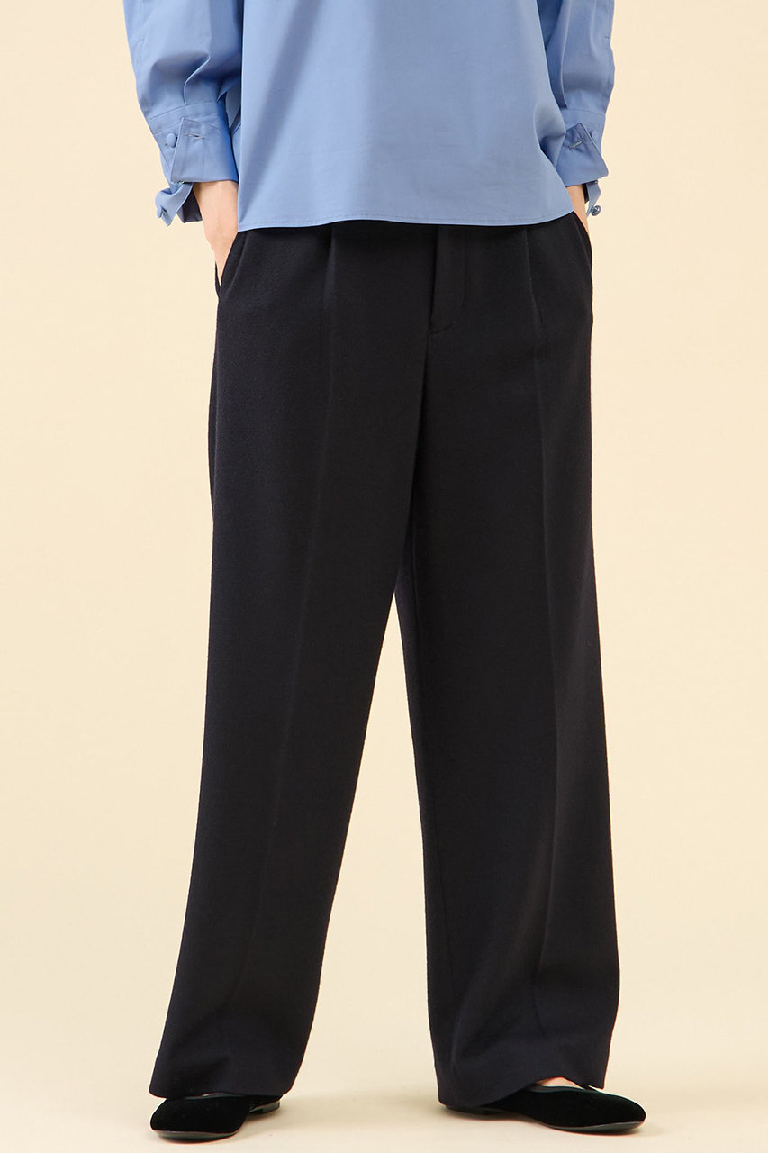 martinique ウールジャージーワイドパンツ(セットアップ可) (ネイビー, 1) マルティニーク ELLE SHOP