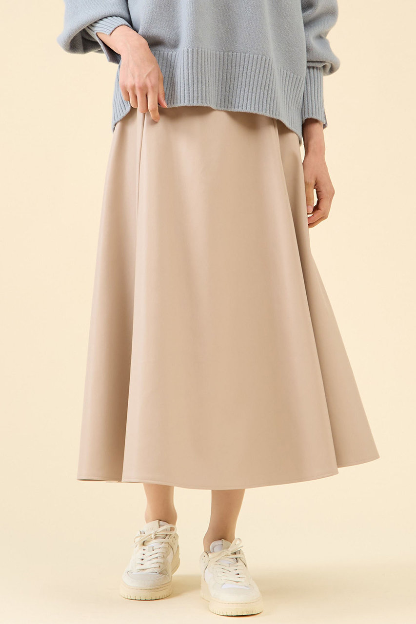 martinique フェイクレザーフレアスカート (ベージュ, 2) マルティニーク ELLE SHOP martinique フェイクレザーフレアスカート (ベージュ, 2) マルティニーク ELLE SHOP