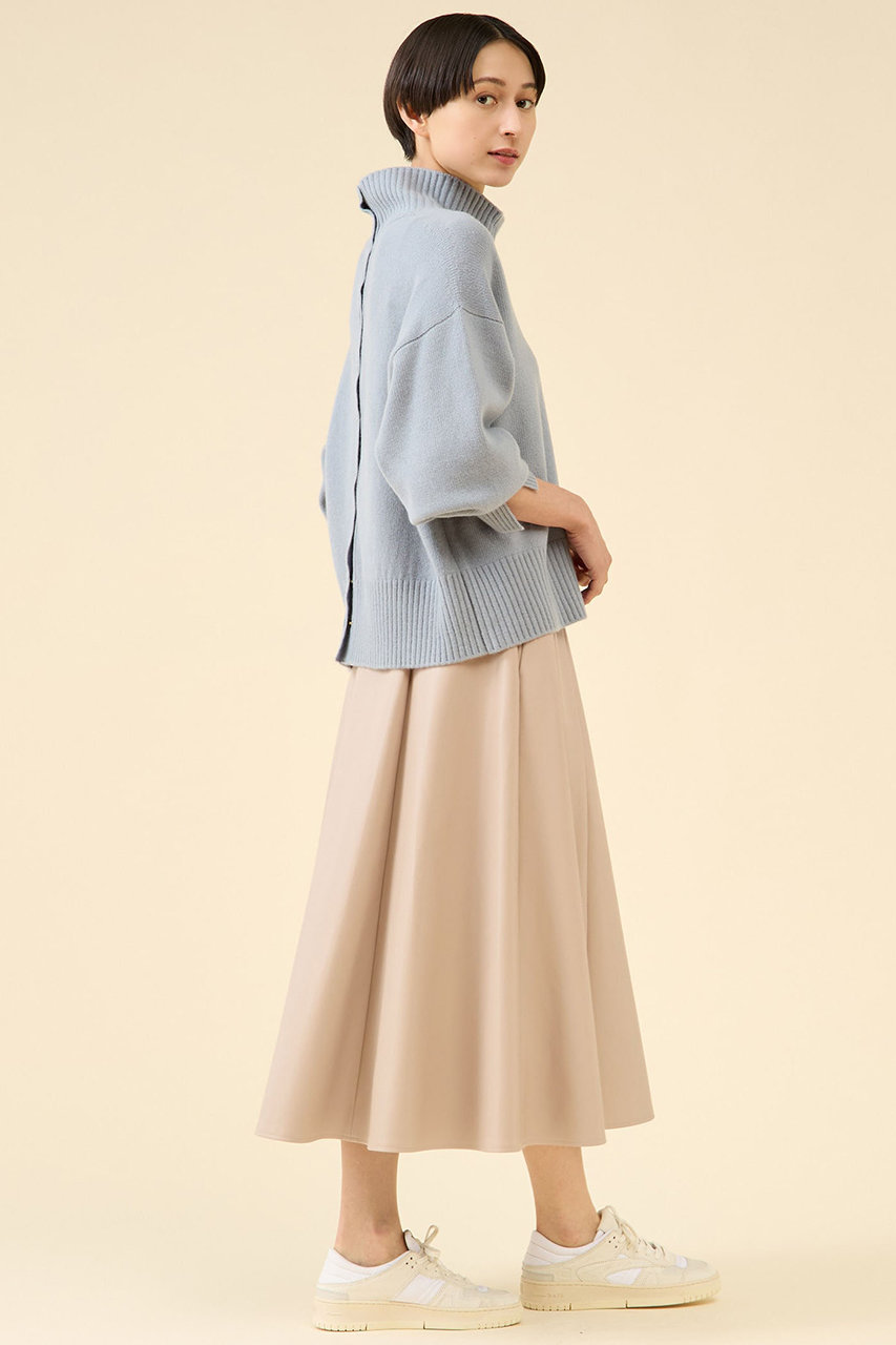 martinique(マルティニーク)｜フェイクレザーフレアスカート/ベージュ