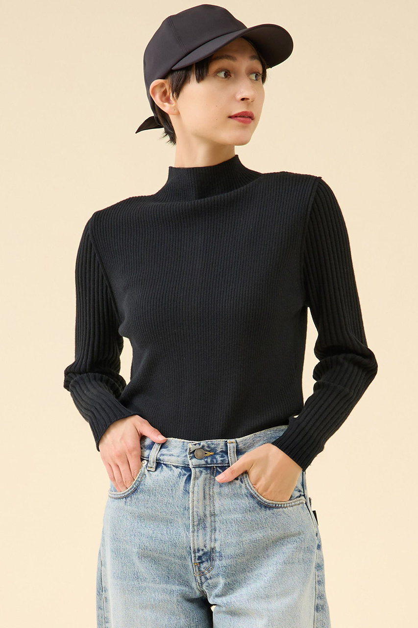 martinique ウールリブスタンドカーディガン (ブラック, F) マルティニーク ELLE SHOP martinique ウールリブスタンドカーディガン (ブラック, F) マルティニーク ELLE SHOP