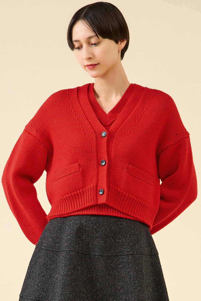 マルティニーク/martiniqueのローゲージウールカーディガン(アンサンブル可)(レッド/A0353KCD412)