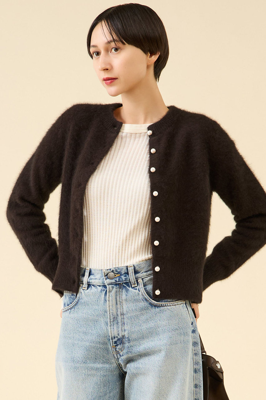 martinique FOXカシミヤパールカーディガン(一部WEB限定カラー ) (ブラウン, F) マルティニーク ELLE SHOP