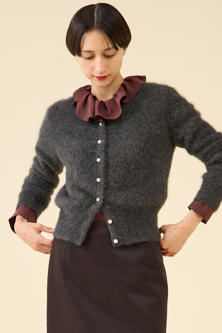 martinique FOXカシミヤパールカーディガン(一部WEB限定カラー ) (チャコール, F) マルティニーク ELLE SHOP