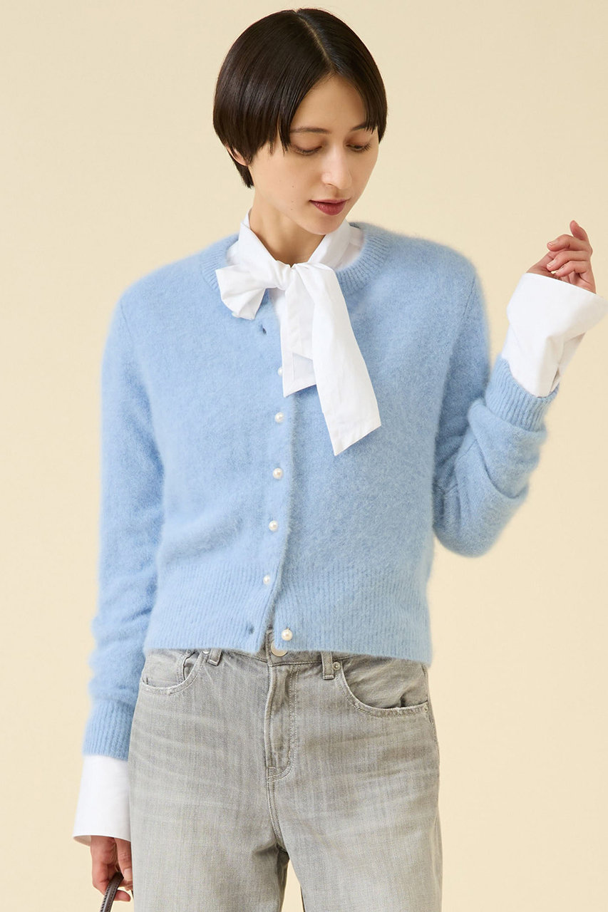 martinique FOXカシミヤパールカーディガン(一部WEB限定カラー ) (サックス, F) マルティニーク ELLE SHOP