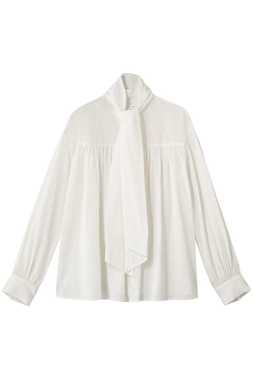 マルティニーク/martiniqueのギャザーボウタイブラウス(ホワイト/A0361FB 349)