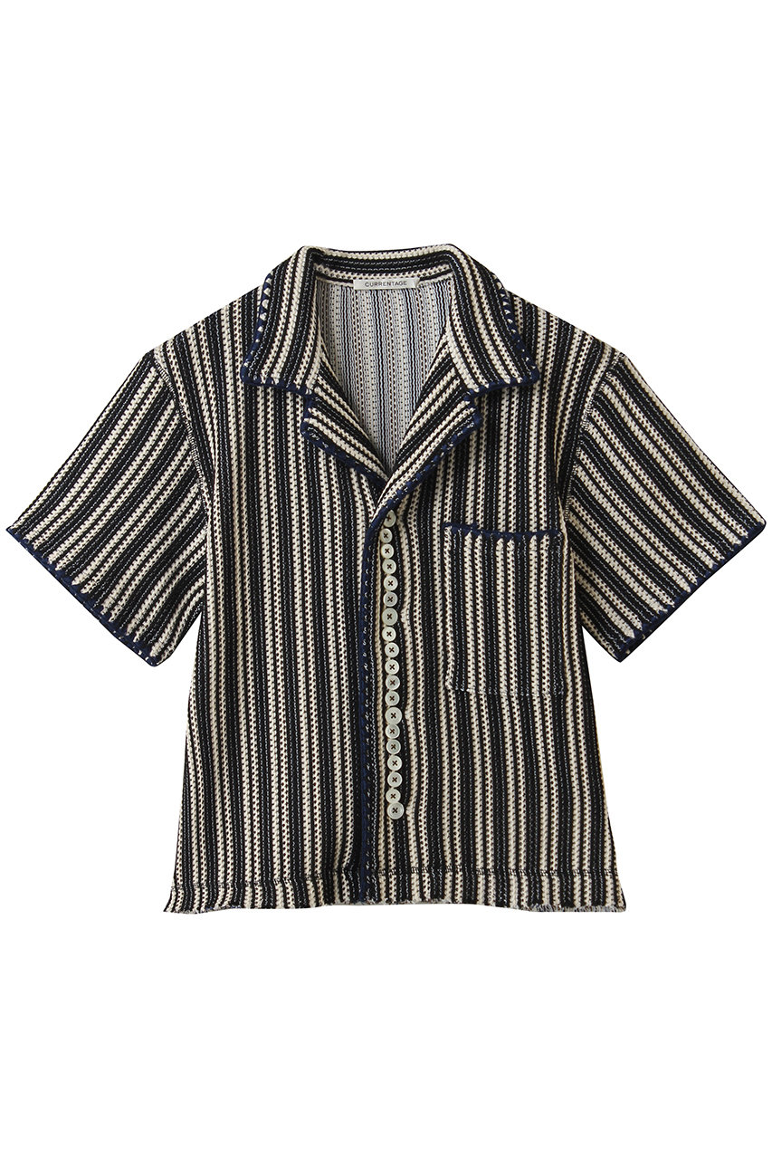 マルティニーク/martiniqueの【CURRENTAGE】ニットラッセルジャージーストライプブラウス(ブルー/A2561UTS407)