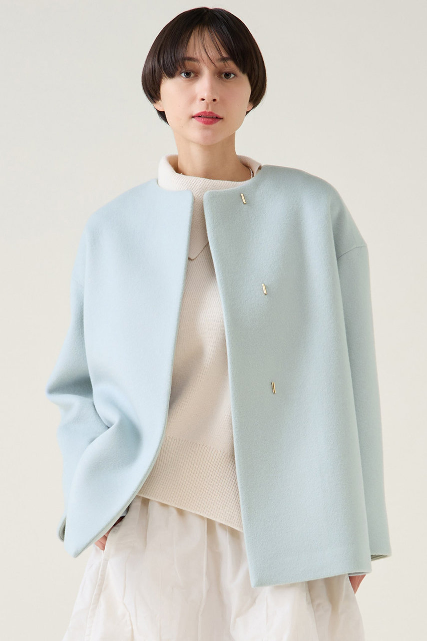 martinique ノーカラーコート (サックス, F) マルティニーク ELLE SHOP