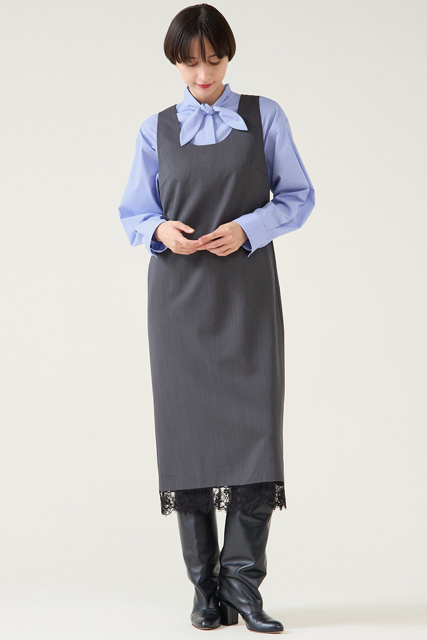 martinique レースコンビギャバワンピース (グレー, F) マルティニーク ELLE SHOP martinique レースコンビギャバワンピース (グレー, F) マルティニーク ELLE SHOP