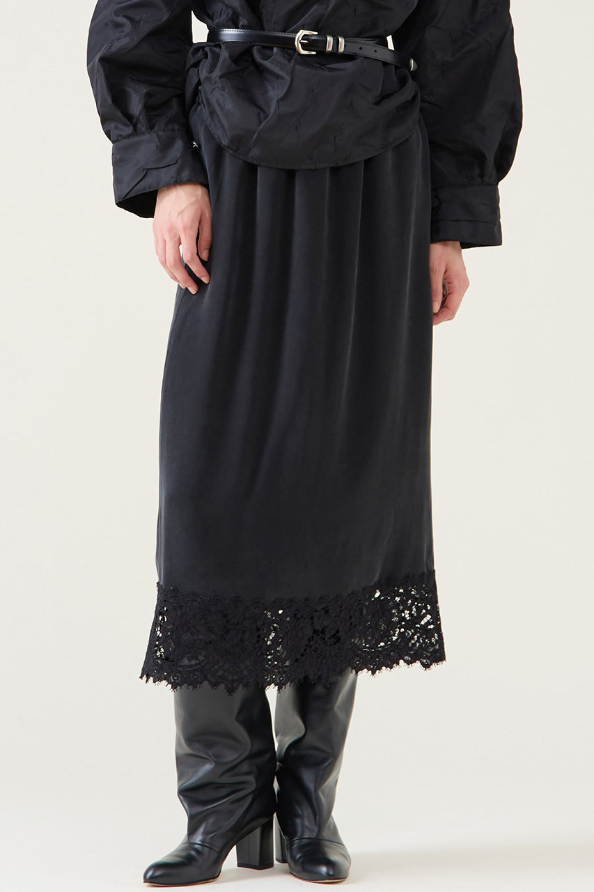 martinique キュプラリバーレーススカート(セットアップ可) (ブラック, F) マルティニーク ELLE SHOP