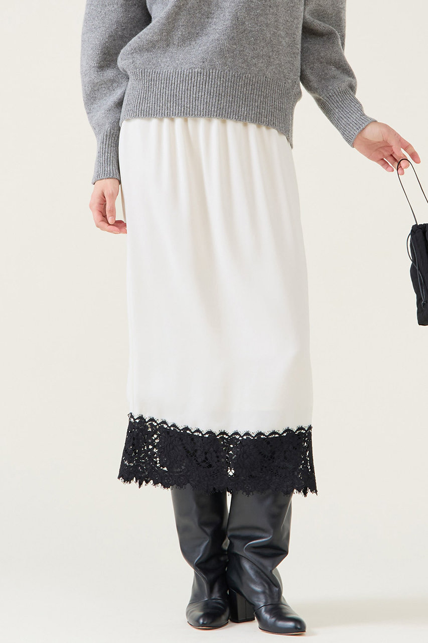 martinique キュプラリバーレーススカート(セットアップ可) (ホワイト, F) マルティニーク ELLE SHOP