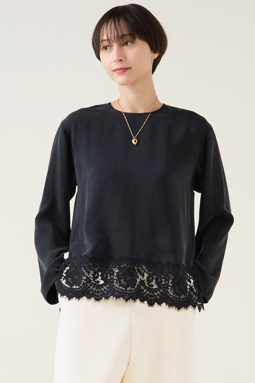 martinique キュプラリバーレースブラウス(セットアップ可) (ブラック, F) マルティニーク ELLE SHOP