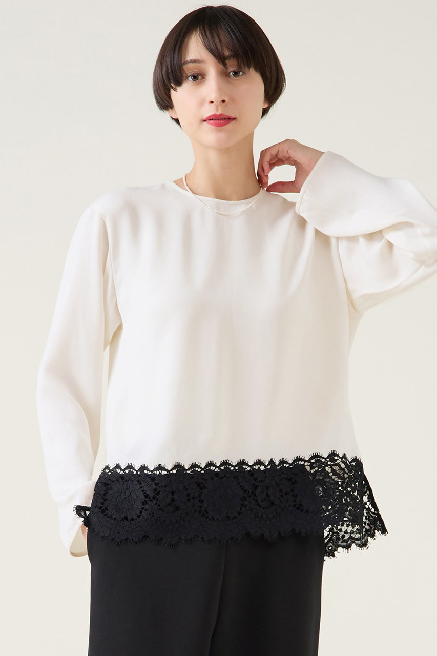 martinique キュプラリバーレースブラウス(セットアップ可) (ホワイト, F) マルティニーク ELLE SHOP