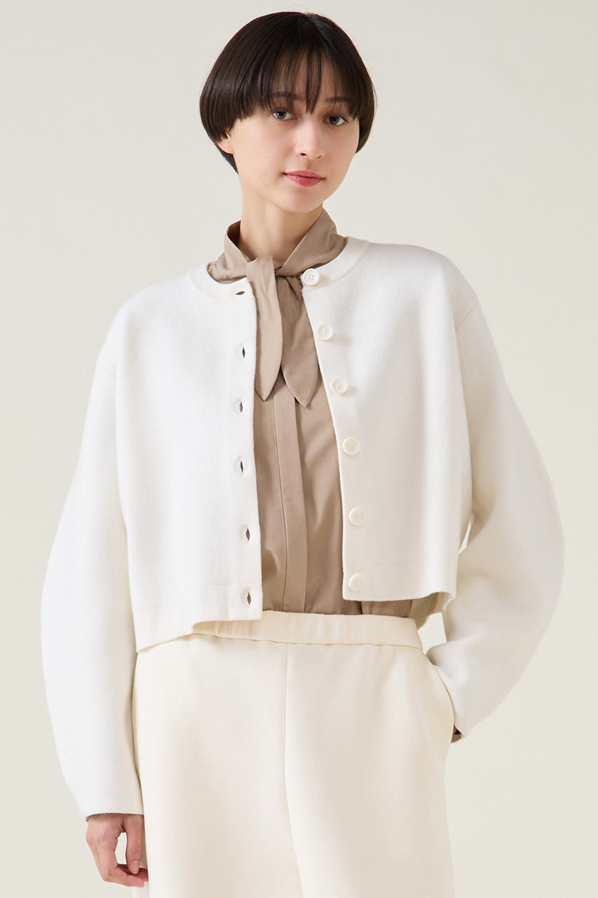 martinique ダブルフェイスニットカーディガン (ホワイト, F) マルティニーク ELLE SHOP