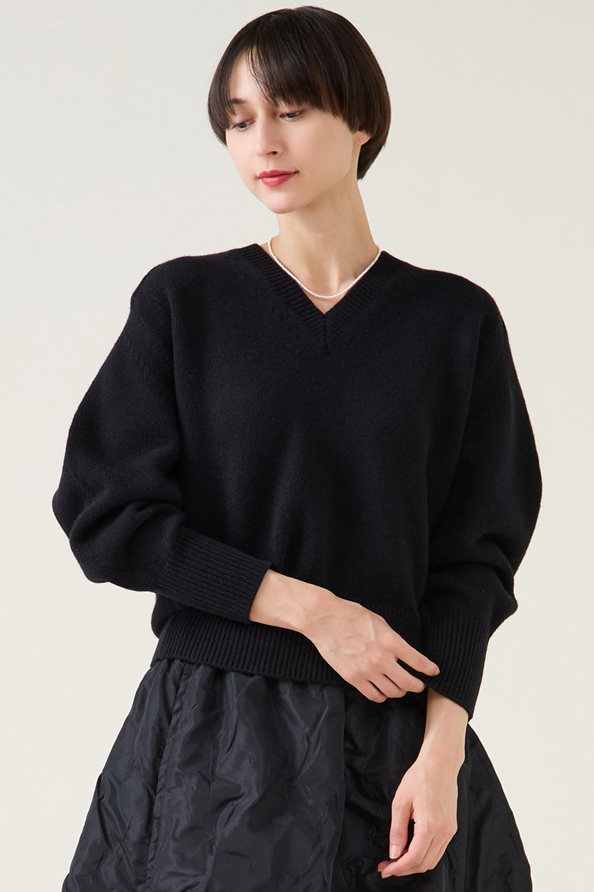 martinique カシミアミックスVネックプルオーバー (ブラック, F) マルティニーク ELLE SHOP martinique カシミアミックスVネックプルオーバー (ブラック, F) マルティニーク ELLE SHOP