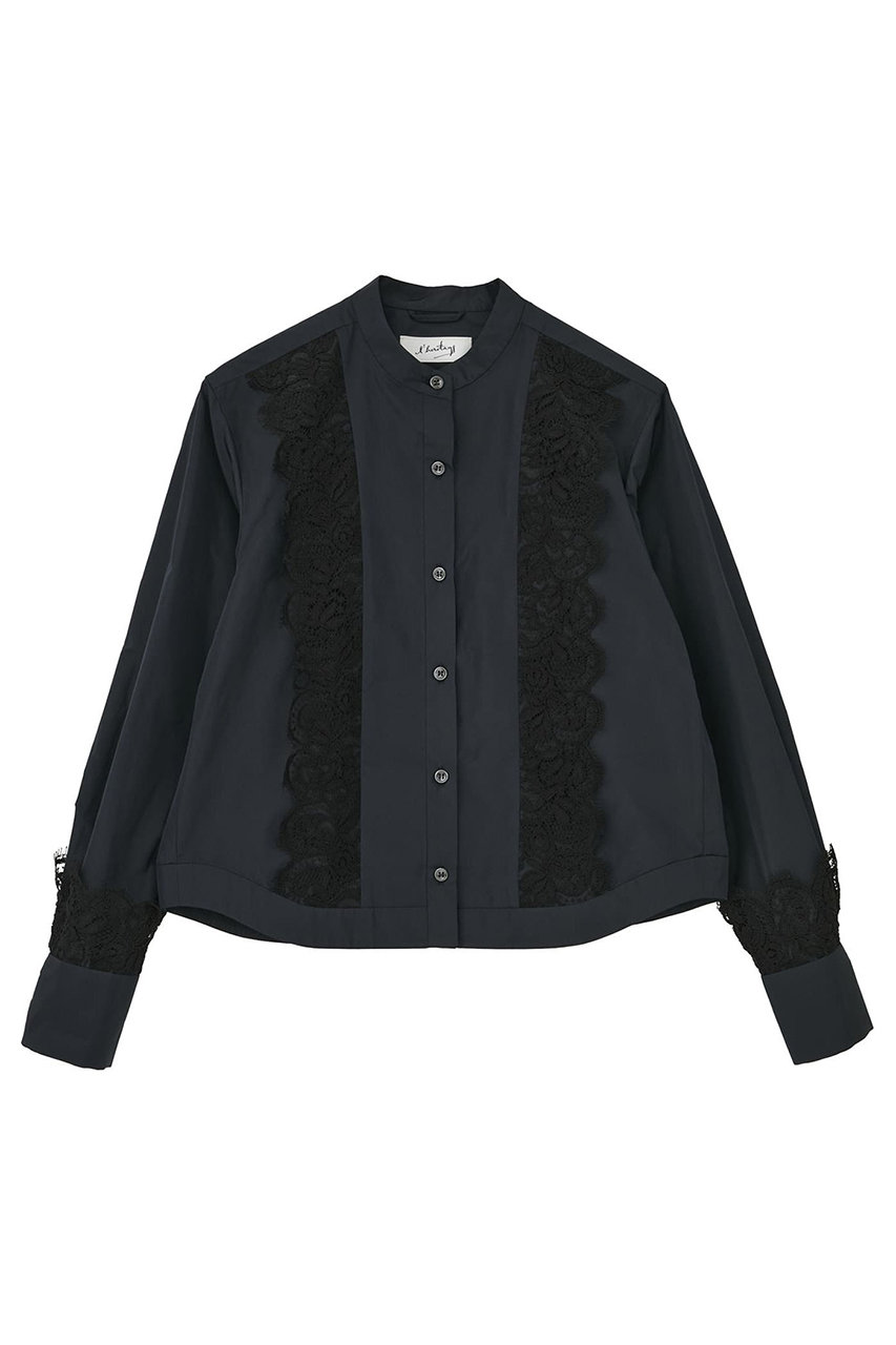 マルティニーク/martiniqueの【l’heritage martinique】マイクロイタリアンタフタレースシャツ(ネイビー/A0361FB 262)