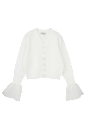 マルティニーク/martiniqueの【予約販売】【l’heritage martinique】ミラノリブVネックフレアスリーブカーディガン