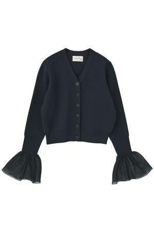 マルティニーク/martiniqueの【予約販売】【l’heritage martinique】ミラノリブVネックフレアスリーブカーディガン