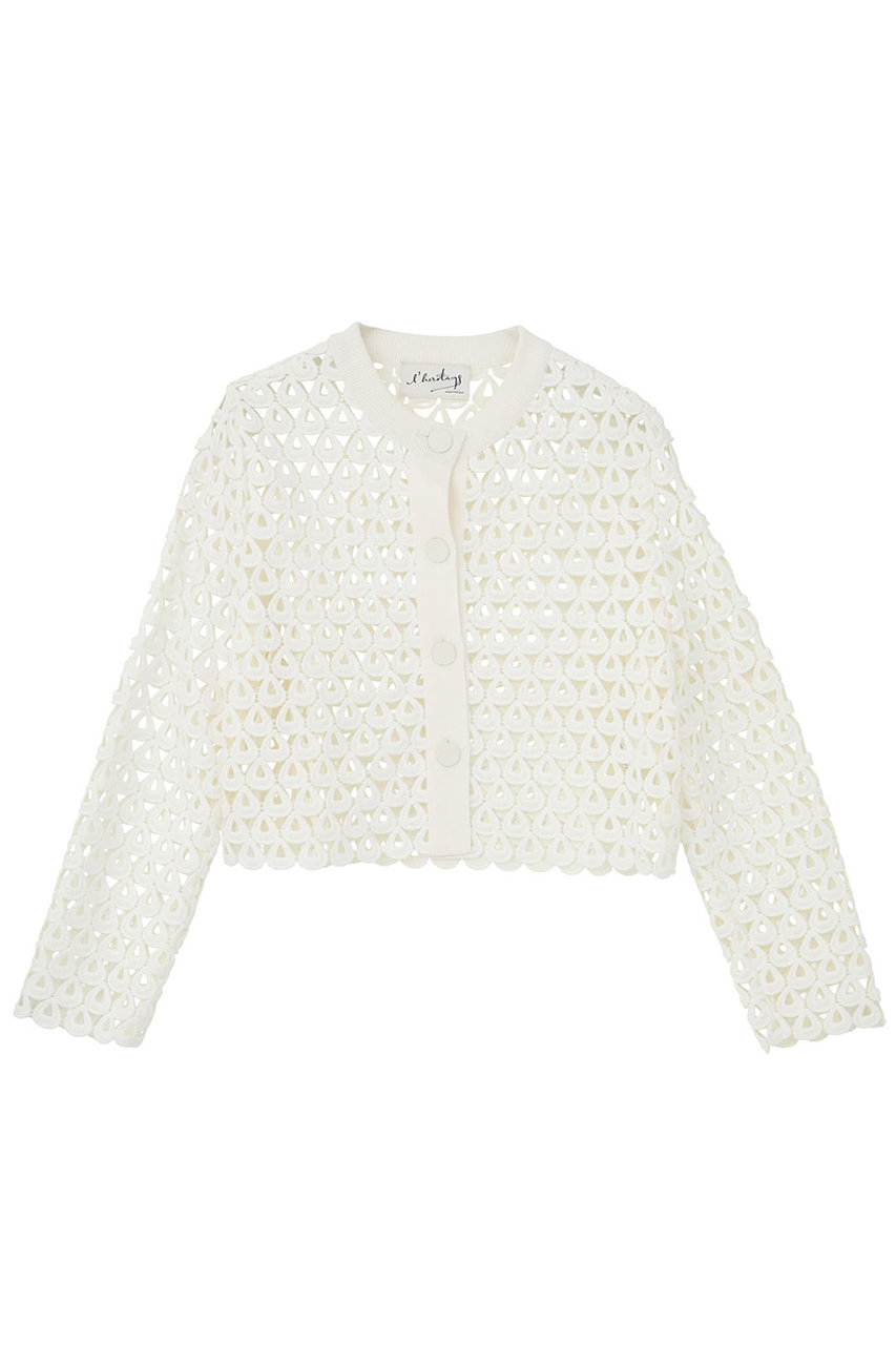 マルティニーク/martiniqueの【l’heritage martinique】クロッシェ風レースカーディガン(ホワイト/A0361KCD381)