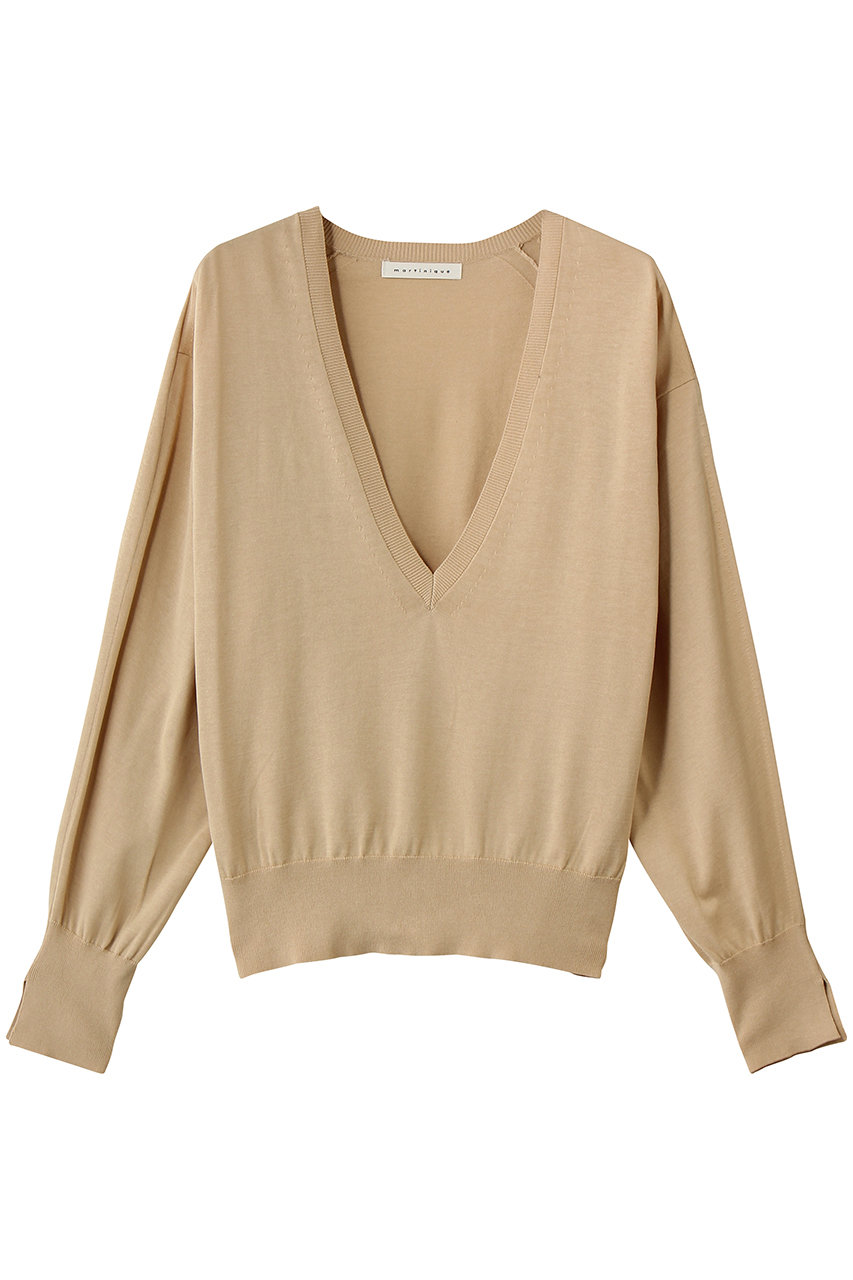 マルティニーク/martiniqueのブライトコットンシルクVネックニット(ベージュ/A0361KSW414)