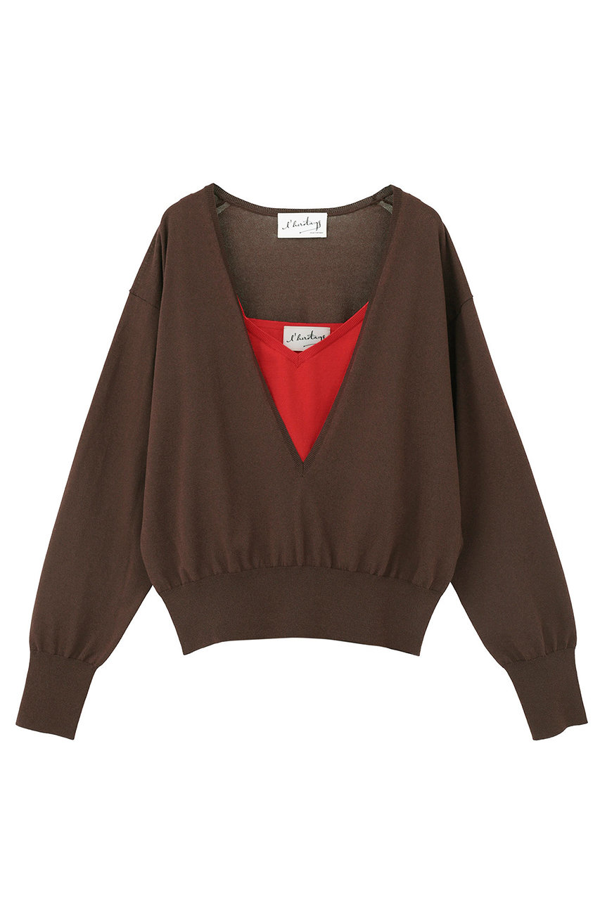 マルティニーク/martiniqueの【予約販売】【l’heritage martinique】深Vプルオーバーツインセット(ブラウン/A0361KSW384)