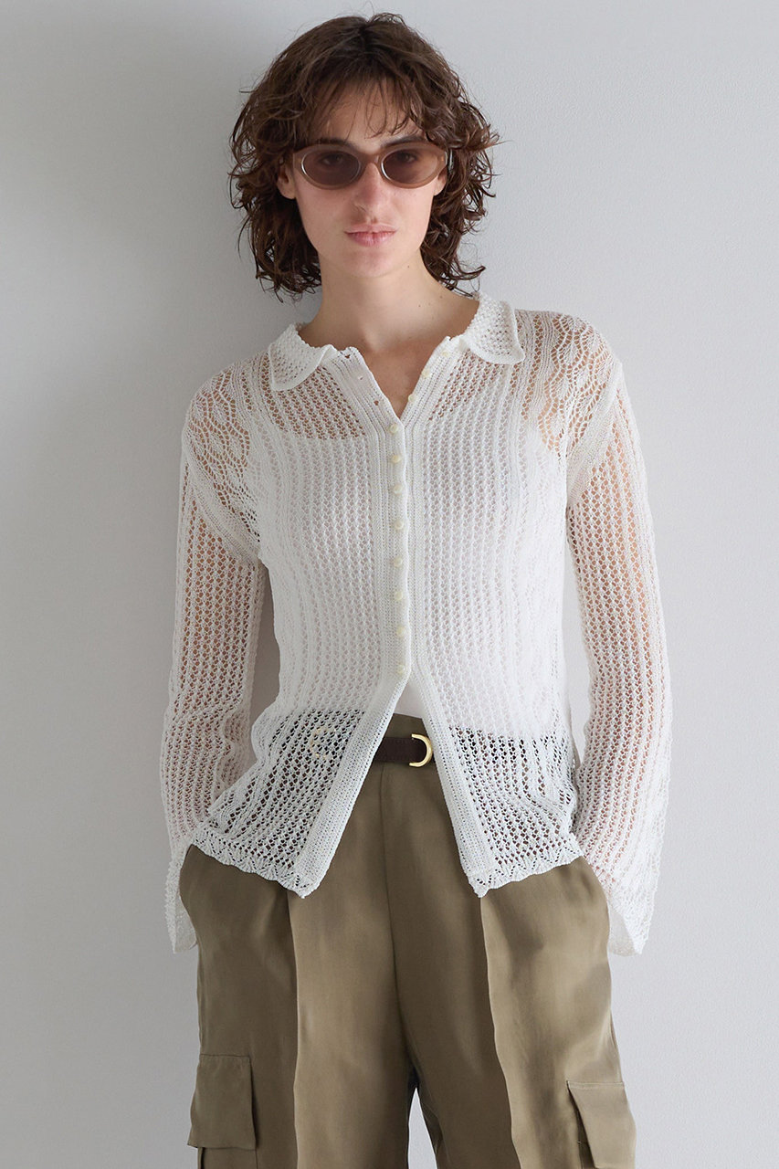 マルティニーク/martiniqueのレースニットシャツ(ホワイト/A0361KCD313)