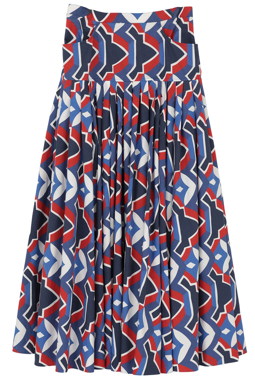 マルティニーク/martiniqueの【予約販売】【l’heritage martinique】アールデコ・タイルボリュームスカート(ブルー×レッド/A0361FS 561)