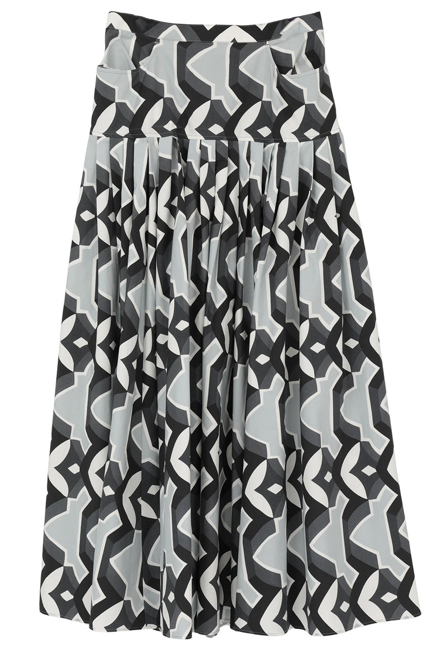 マルティニーク/martiniqueの【予約販売】【l’heritage martinique】アールデコ・タイルボリュームスカート(ブラック×オフ/A0361FS 561)