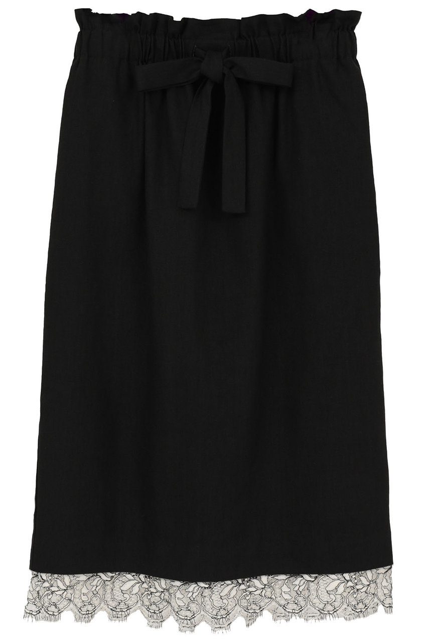 マルティニーク/martiniqueの【予約販売】【l’heritage martinique】ストレッチリネンミディアムスカート(ブラック/A0361FS 564)