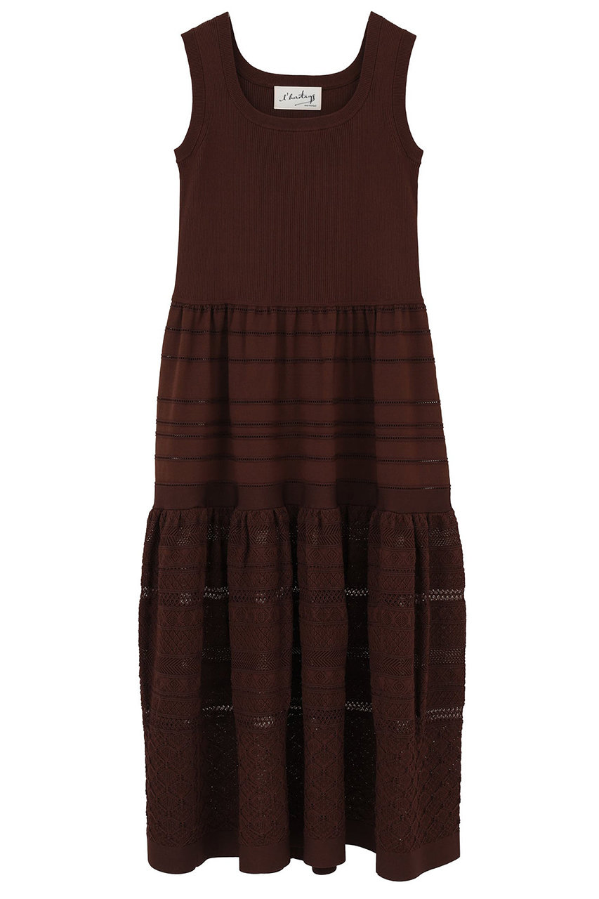 マルティニーク/martiniqueの【予約販売】【l’heritage martinique】ニッティングレースワンピース(ブラウン/A0361KA 583)