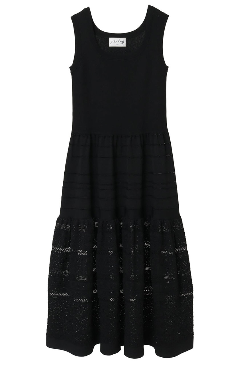 マルティニーク/martiniqueの【予約販売】【l’heritage martinique】ニッティングレースワンピース(ブラック/A0361KA 583)