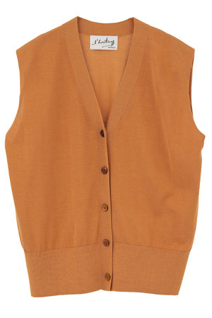 マルティニーク/martiniqueの【予約販売】【l’heritage martinique】シルクコットンVネックジレ(110300/110303)