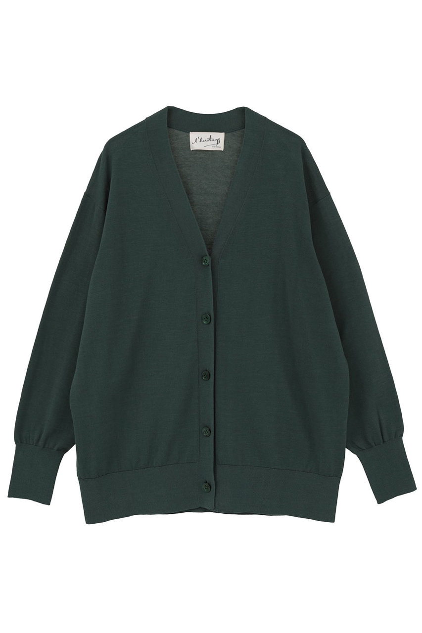 マルティニーク/martiniqueの【予約販売】【l’heritage martinique】シルクコットンVネックカーディガン(グリーン/A0361KCD482)