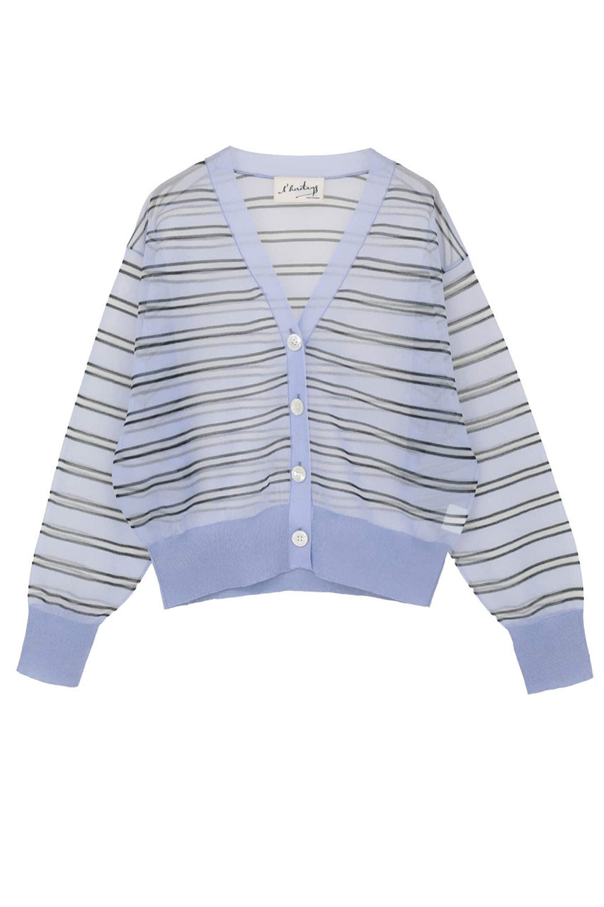 マルティニーク/martiniqueの【予約販売】【l’heritage martinique】シアーボーダーカーディガン(サックス/A0361KCD484)