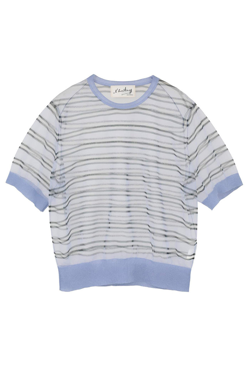 マルティニーク/martiniqueの【予約販売】【l’heritage martinique】シアーボーダープルオーバー(サックス/A0361KSW483)